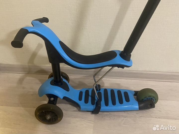 Самокат беговел 2 в 1 с родительской ручкой