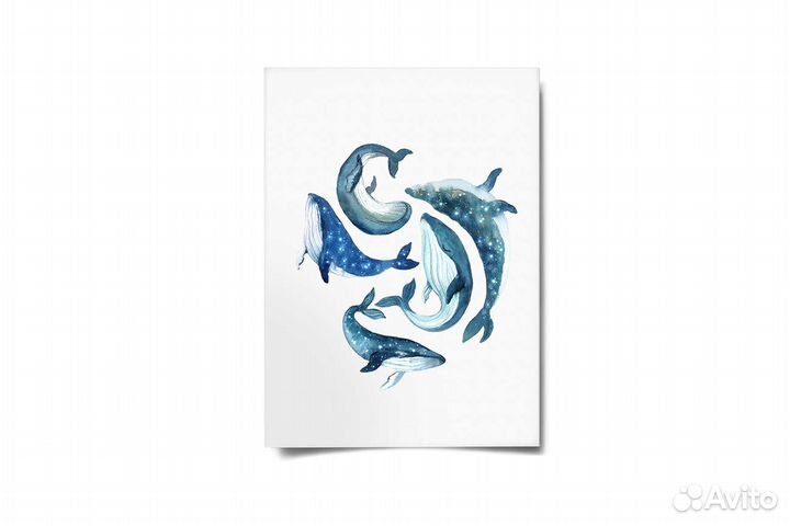Открытки акварелью с китами)
