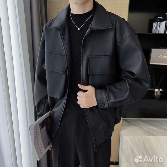 Бомбер кожаный type balenciaga