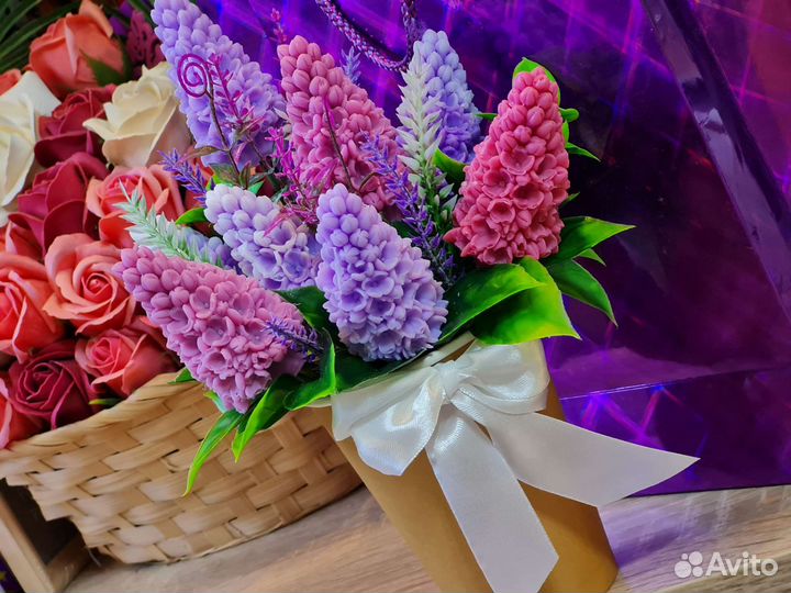 Букеты сирени и роз. Мыльные цветы