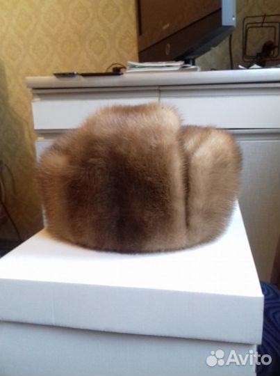 Шапка норковая,56 разм,цвет светло-коричневый