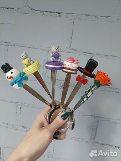 Чайные ложки с декором из полимерной глины