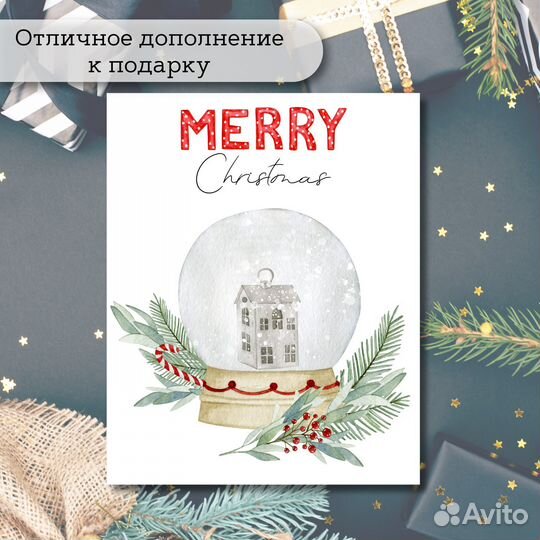 Новогодний набор из 12 мини открыток бирок С Новым