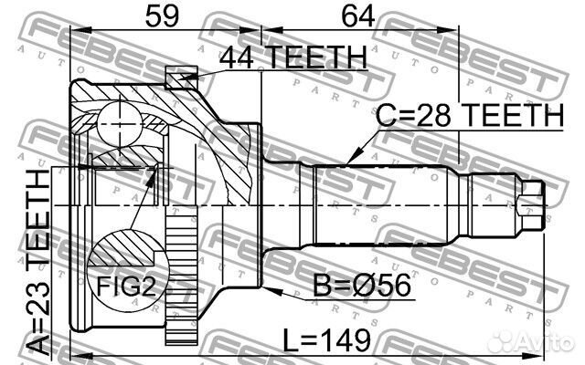 Шрус наружный 23x56x28