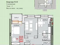 2-к. квартира, 56,1 м², 2/4 эт.