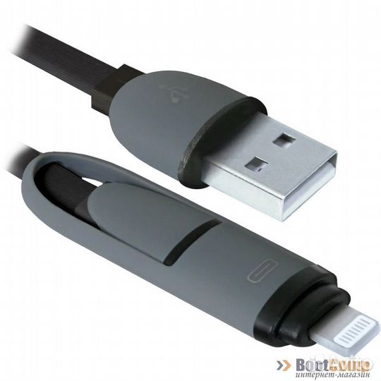 Кабель USB Defender USB10-03BP чёрный microusb+Lighting 1 м