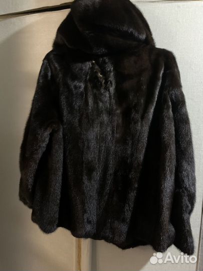 Полушубок норка 52 54 с капюшоном