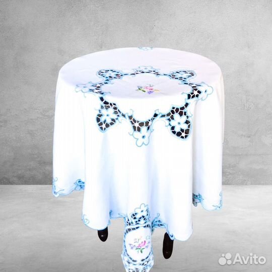 Скатерть лен с вышивкой, винтаж, Англия