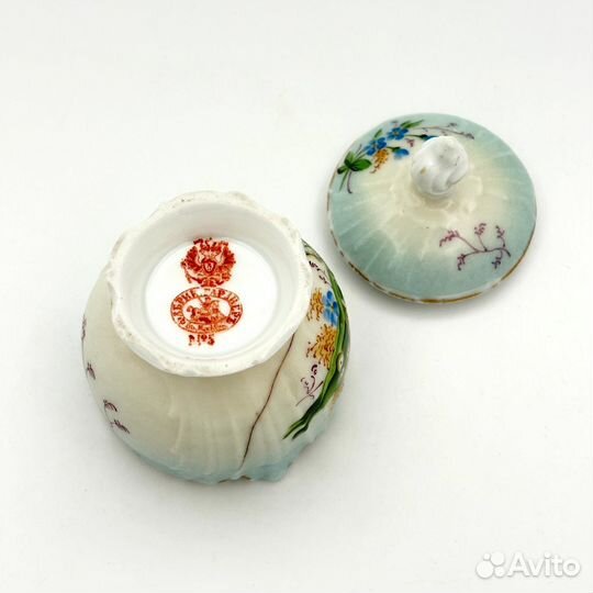 Солонка с крышкой, фарфор, роспись, золочение