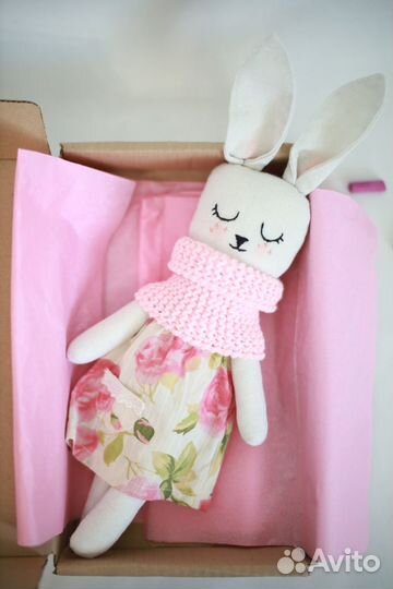 Зайка амигуруми кукла Лён ручная работа