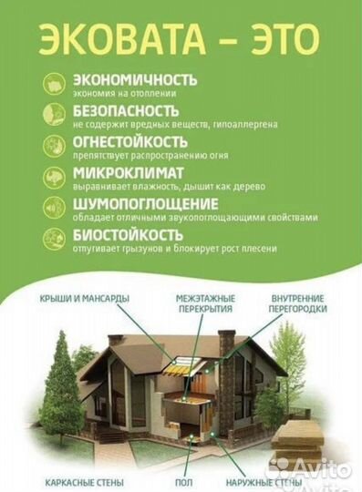 Утепление дома эковатой