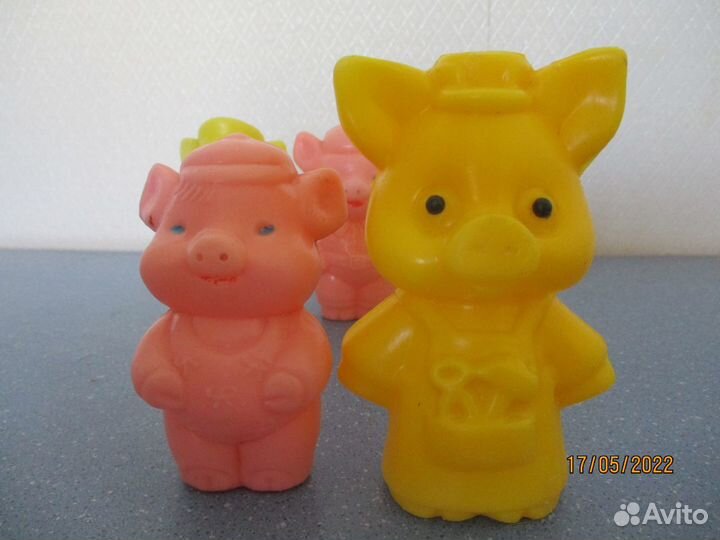 Поросята пластик, игрушка СССР, 4 шт