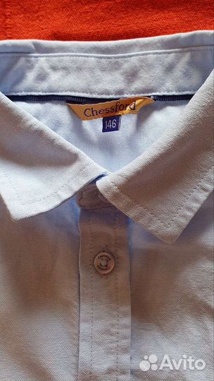 Рубашка школьная на мальчика 146 голубая ; хлопок