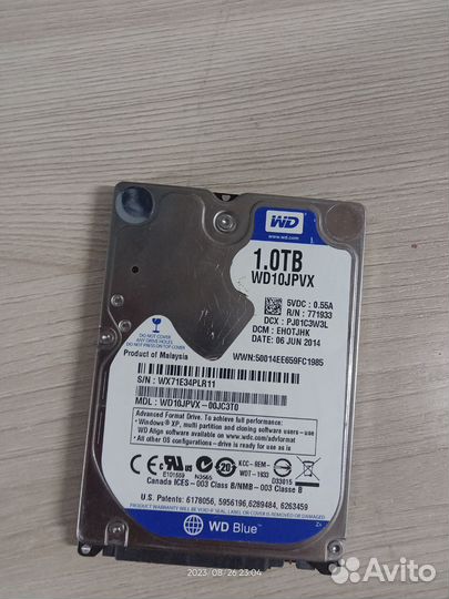 HDD 1Tb для ноутбука Western Digital Blue