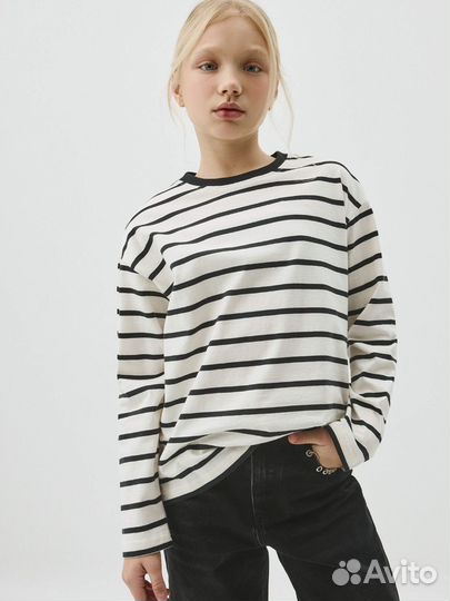 Лонгслив Sela 140 полосатый оверсайз новый
