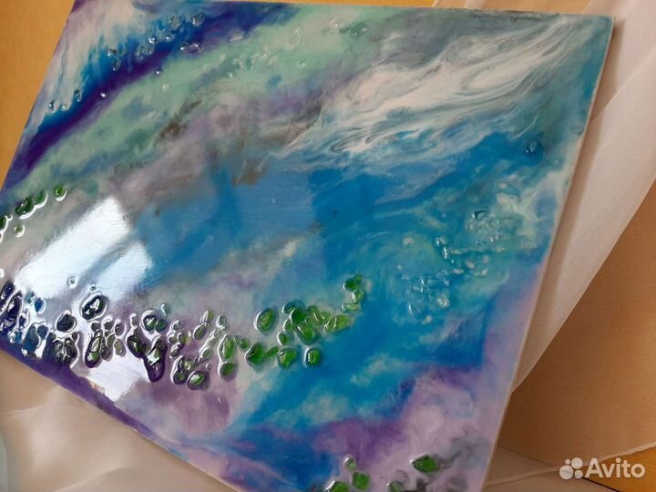 Картина интерьерная зимняя сказка из эпоксидной см