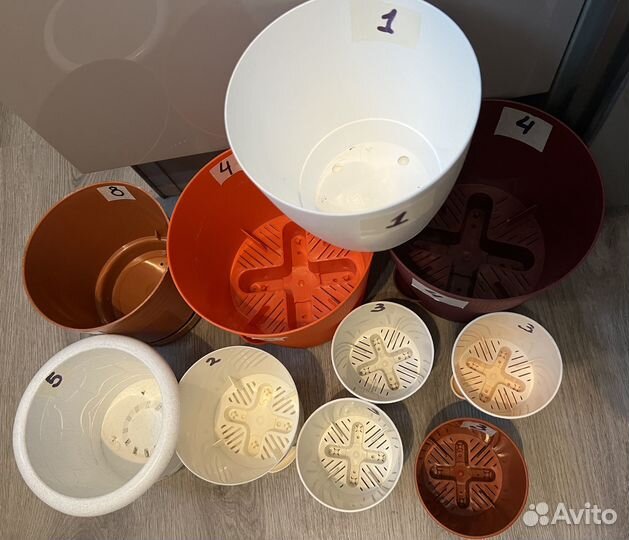 Цветочные горшки, пластик+керамика