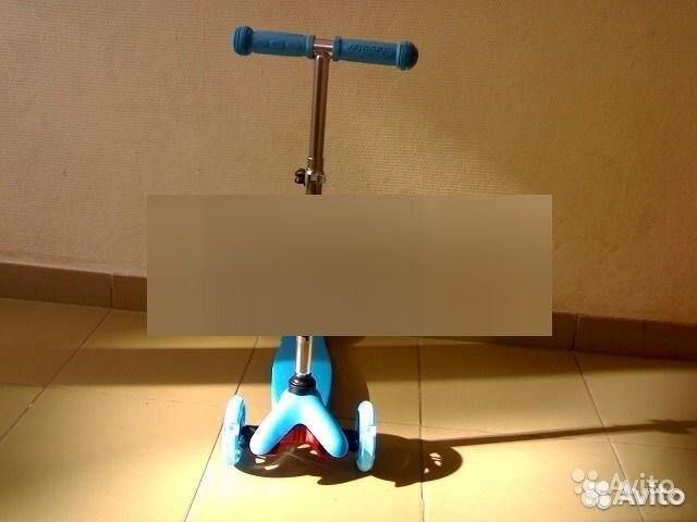 Самокат 3-х колёсный. до 40 кг. Синий