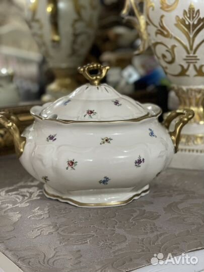 Супница И молочник Посуда Чехия мейсенский цветок