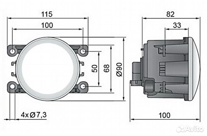 Светодиодная противотуманная фара Citroen C4 B7