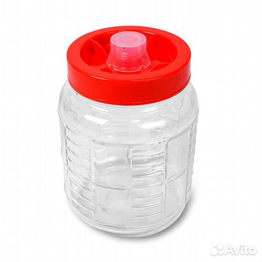 Стеклянная банка для брожения с гидрозатвором, 18л