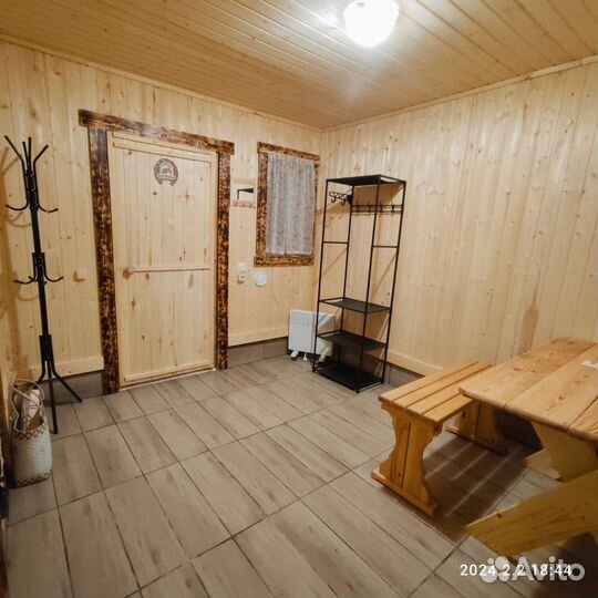 Домашняя баня на дровах с беседкой и мангалом