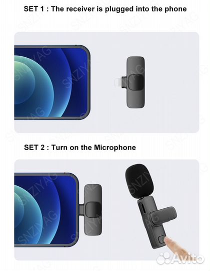 Радиомикрофон петличка 2 передатчика для iPhone
