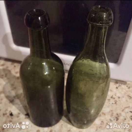 Бутылки старинные, для декора, синие, зеленые