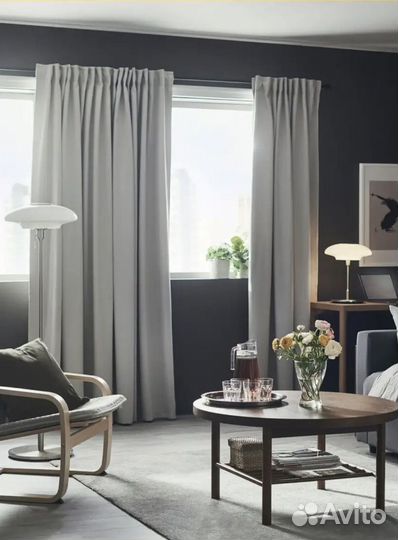 Шторы IKEA блэкаут серые майгулл