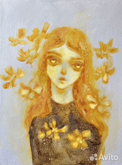 Картина маслом девушка цветы душа