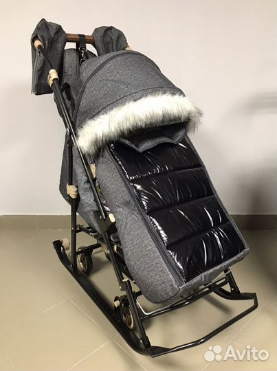 Коляска-санки Galaxy Glory Gloss серый