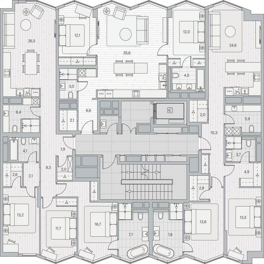 2-к. квартира, 91,1 м², 3/7 эт.
