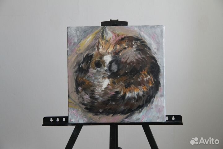 Картина «Кошка». Оригинал. Масло, 30х30 см