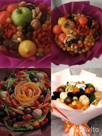 Съедобные букеты из сухофруктов и орехов