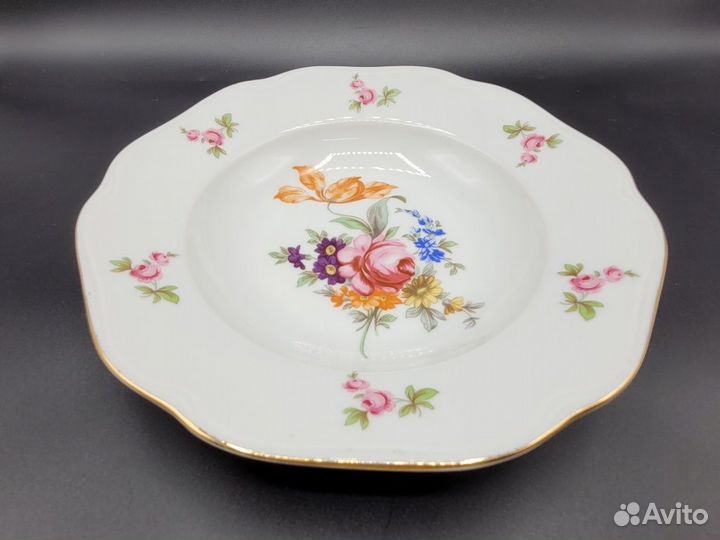 Тарелка глубокая Мейсенский букет Bohemia Чехия