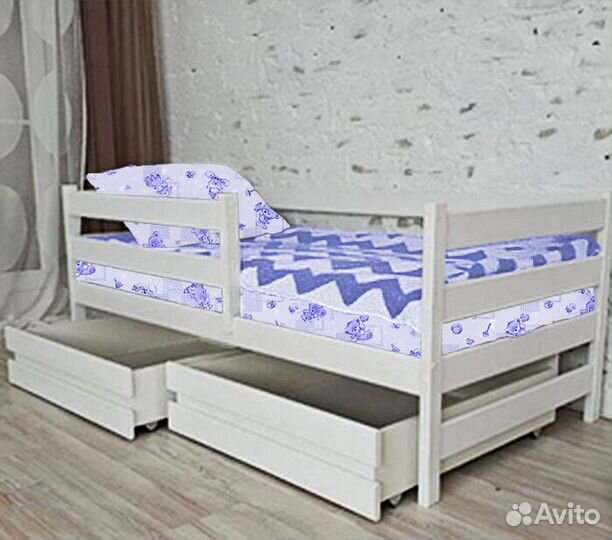 Кроватка от 2х лет высокий борт берёза софа эко