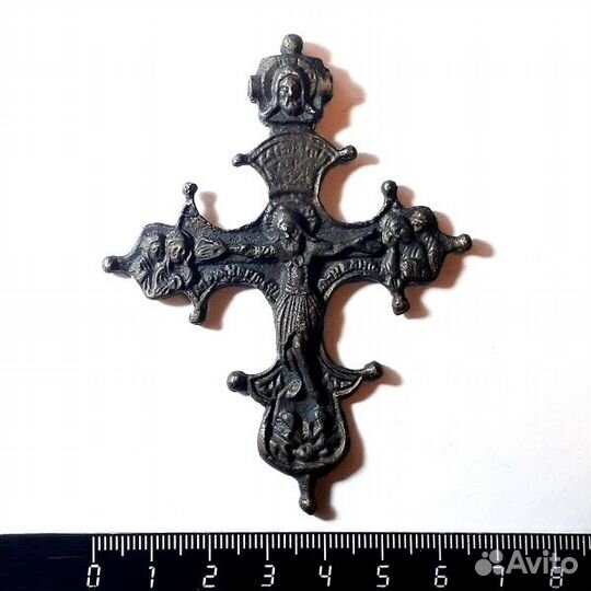 Большой нательный Курский крест 17-18 вв. Бронза