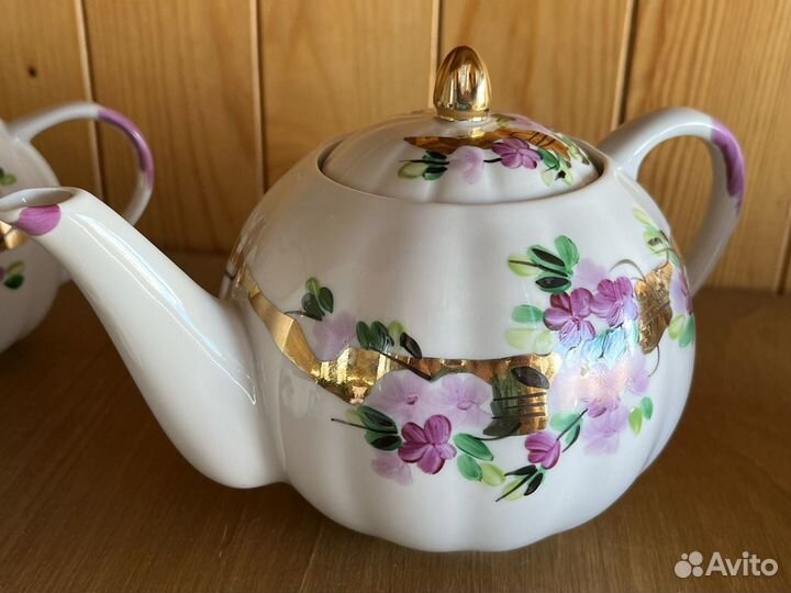 Сервиз чайный Дулево Багульник - Сирень фарфор 1с