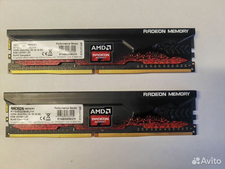 Оперативная память AMD Radeon ddr4 8gb (2x4) 2666m