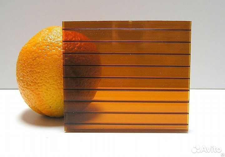 Сотовый поликарбонат для теплиц, 2.1х6 м, янтарь