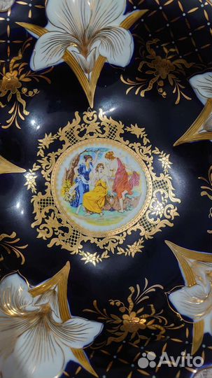 Ваза для фруктов на ножке. Кобальт