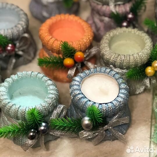 Подсвечник из гипса. Вязаный мешок