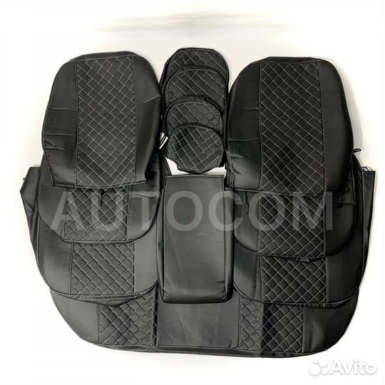 Чехлы сидений эко-кожа ваз 2110 серый ромб