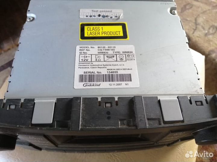 Магнитола toyota avensis 2007 год