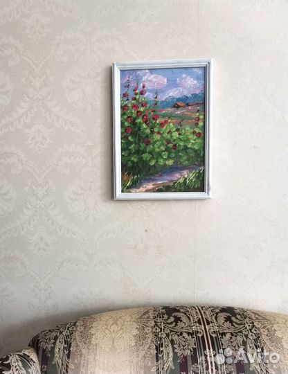 Картина маслом За околицей Летний пейзаж