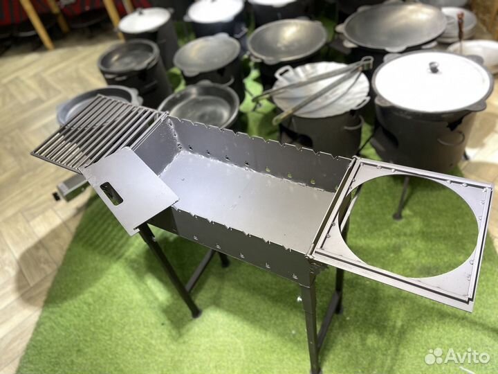Мангал с подказанником и решеткой гриль. Разборный