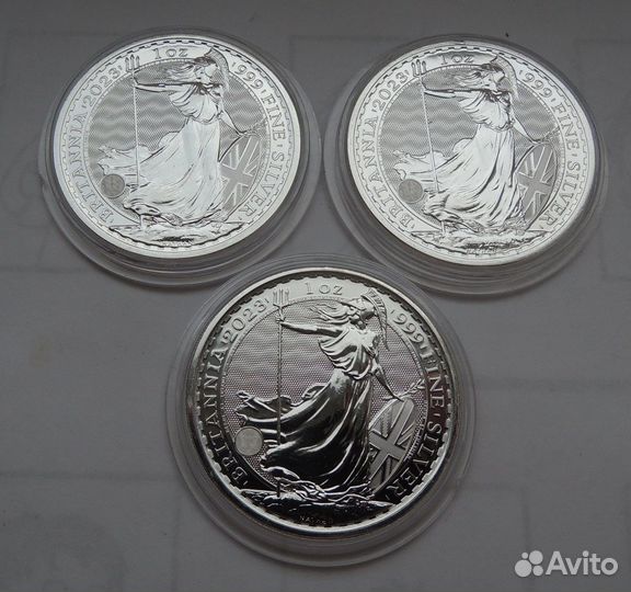 2 фунта 2023 года Великобритания серебро 999 пробы