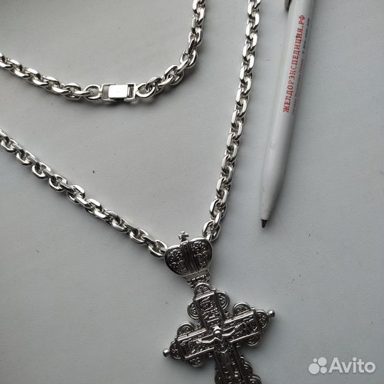 Серебряная цепь,браслет,кресты