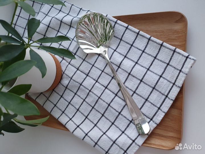 Большая ложка-ракушка для салата, посеребрение