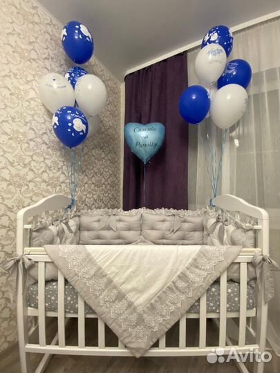 Бортики в кроватку, одеяло, бант
